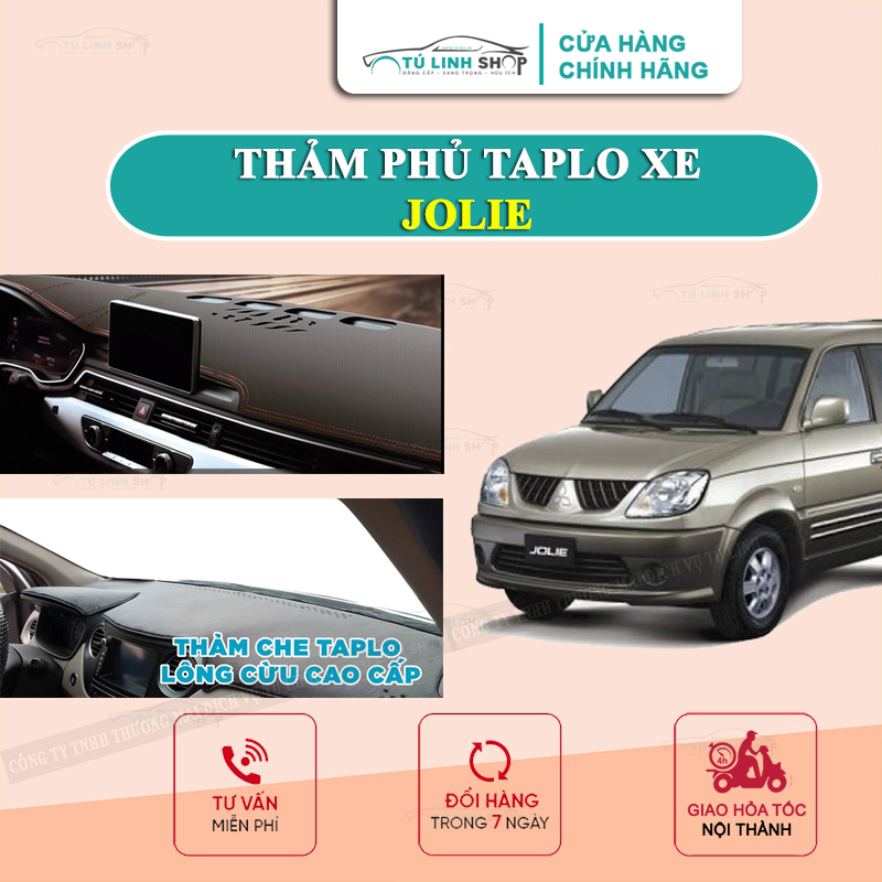 Thảm taplo cho xe Jolie bằng chính hãng MINCAR hoặc bằng lông Cừu 3 lớp và Da Cacbon