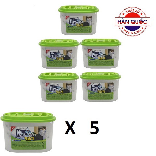 Bộ 5 Hộp hút ẩm khử khuẩn than hoạt tính 256g Mr Fresh Hàn Quốc
