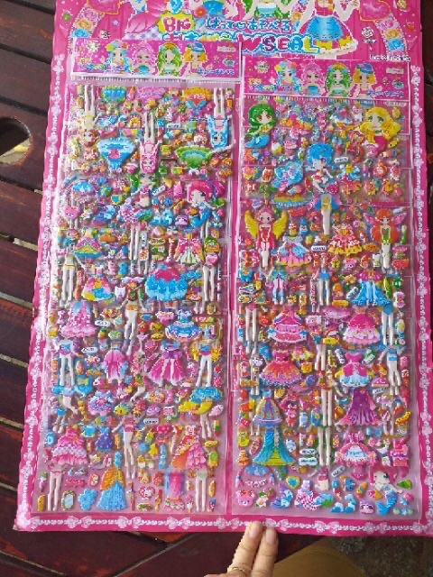 Vỉ hình dán gồm 18 bộ Sticker dán nổi 3D nhiều hình