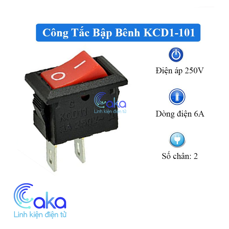 Công Tắc Bập Bênh KCD1-101 6A 250V ON OFF 2 Chân Không Đèn