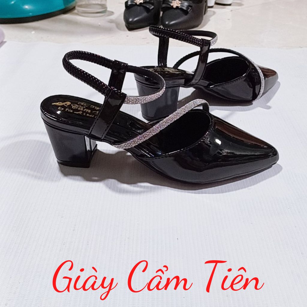 Giày sục bít mũi nữ cao gót ( big size) size 33-43  gót  3cm,5cm  đính đá (ảnh thật )