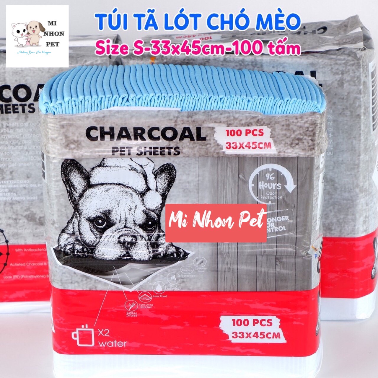 Thảm lót vệ sinh chó mèo Pet Training Pad Charcoal than hoạt tính cỡ S 33x45,l