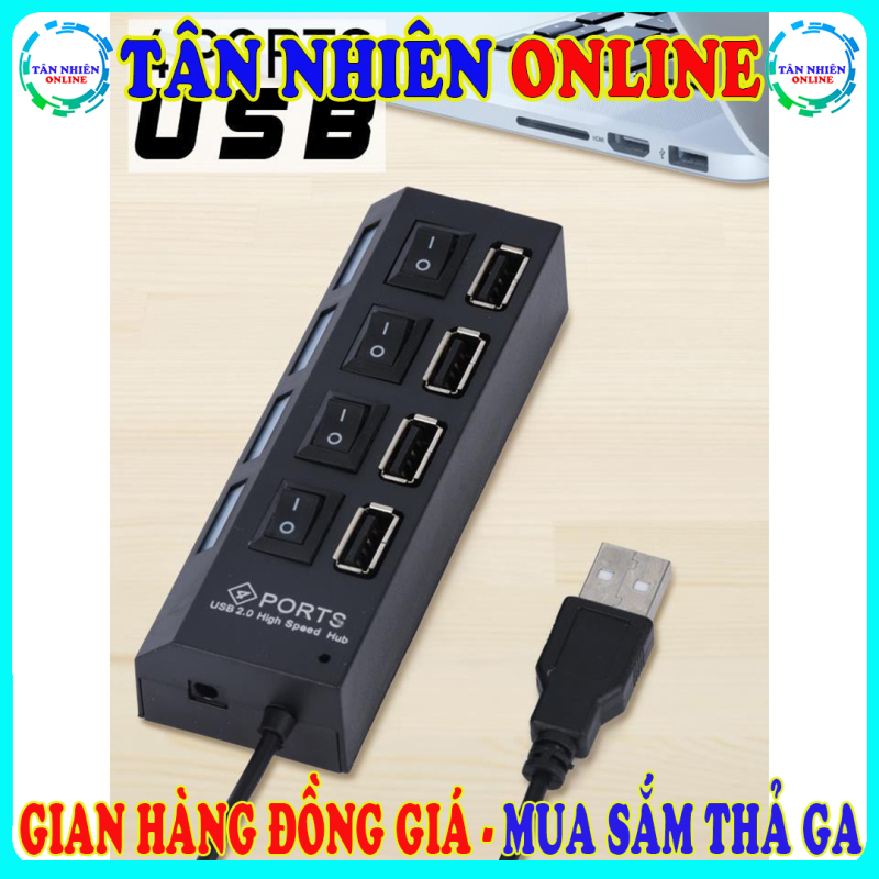 Hub chia 4 cổng USB có công tắc tiện lợi zô cùng, đồng giá 59k, Tân Nhiên Online