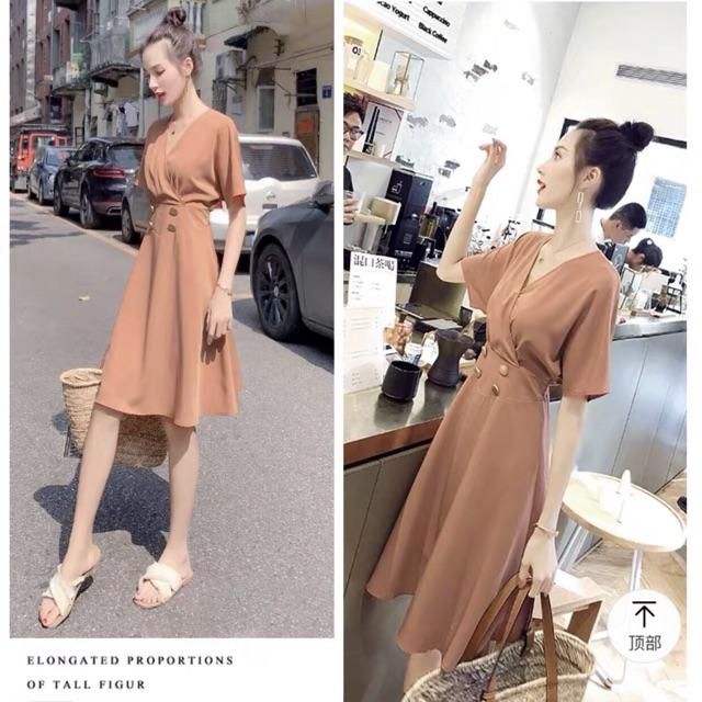 Đầm kem 4 nút (kèm hình thật)