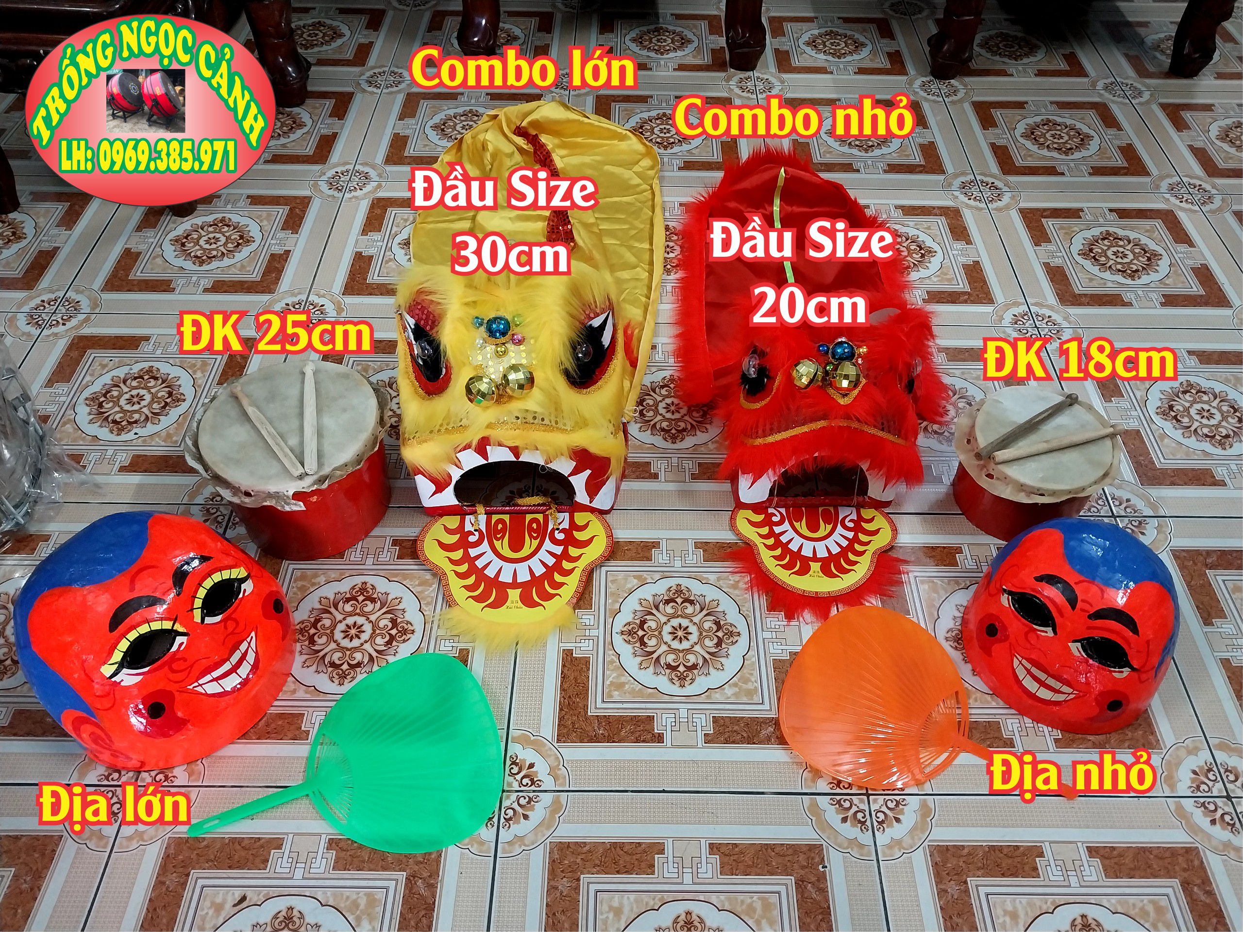 Combo múa lân cho bé từ 2 đến 10 tuổi Đầu lân mini