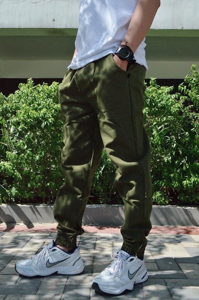 [HCM]Quần Jogger Kaki Nam Nữ Khóa Zip Unisex