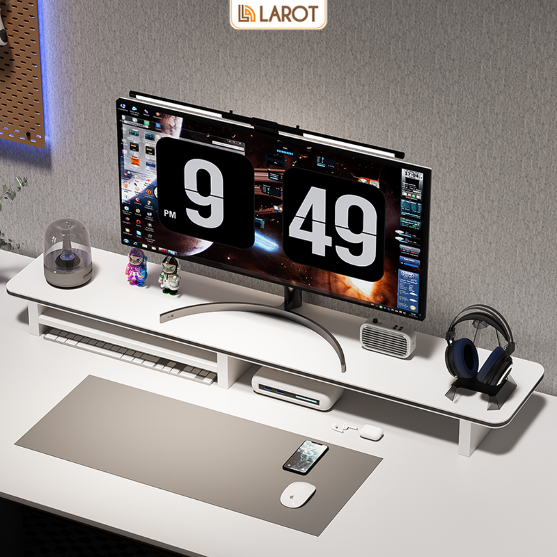 Larot-GA35 brand primerized MDF working corner computer screen shelf
