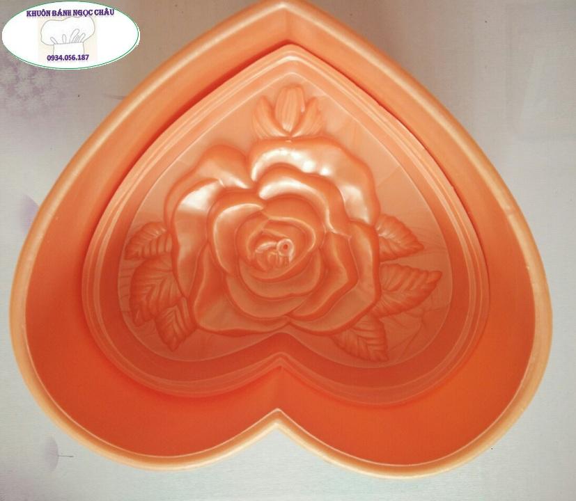 Khuôn nhấn xôi tim lớn hoa hồng