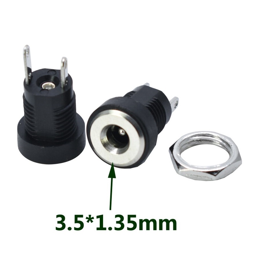 [5 cái] Jack nguồn DC 3.5mm tròn nhựa (3.5x1.3mm) DC-022B