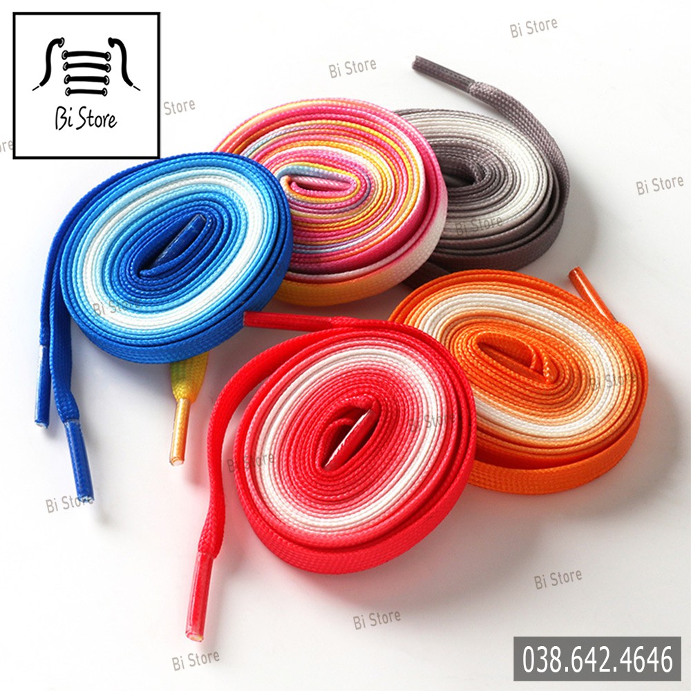 Dây giày dẹt màu chuyển đổi Gradient (có video, ảnh chụp thật)