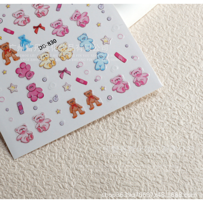 Sticker 3D Gấu Bông | Hình Dán Móng Tay DD-829 830