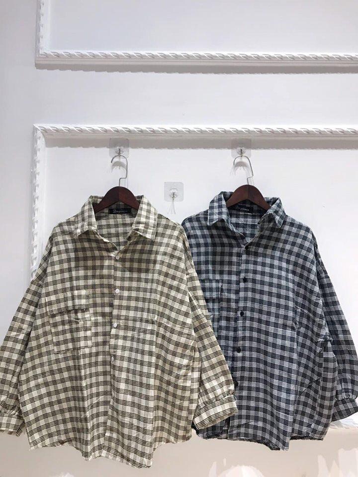 [SIÊU RẺ] Áo sơ mi oversize nam nữ kẻ caro uzzang cá tính form thụng (Áo sơ mi kẻ)