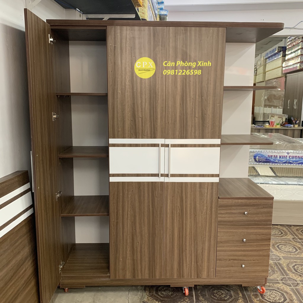 Tủ áo 3 cánh có kệ hộc gỗ MDF CPX-T12