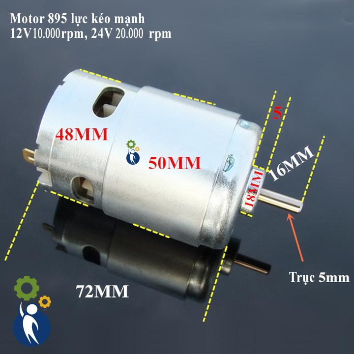 Motor 895 tốc độ 10.000rpm-20.000rpm, Động cơ DC 365W, đường kính trục quay 5mm có lực kéo mạnh