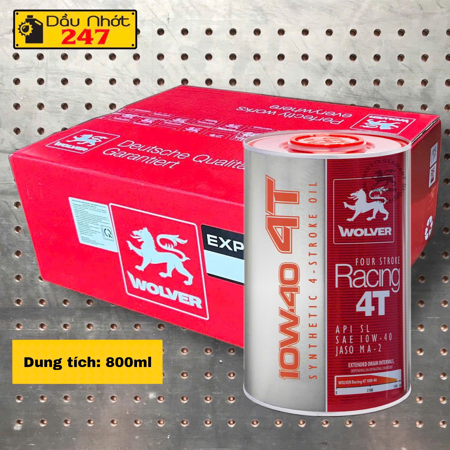 Thùng nhớt Wolver Racing 10w40 800ml