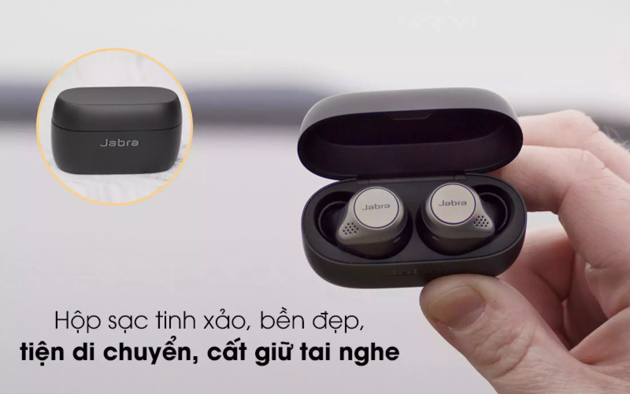 Tai nghe Bluetooth True Wireless Jabra Elite 75T, Chất Âm Thanh Cao, Âm Trầm Mạnh Mẽ, Chống Nước và Chống Bụi IP55, Pin liên tục 28h, Tích hợp với các hệ điều hành hiện nay