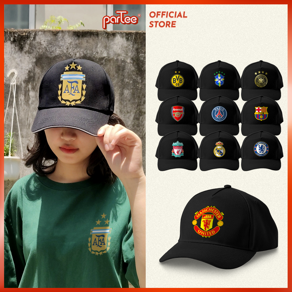 CLB Bóng Đá - Mũ Nón Lưỡi Trai Kaki Cotton Football In Logo Đội Bóng MU Manchester Liverpool Barcelona Liverpool Chelsea Arsenal Juventus PSG Messi CR7 Ronaldo Đội Tuyển Bóng Đá Việt Nam Vô Địch