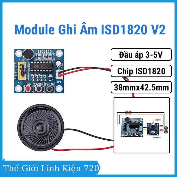 Module ghi âm isd1820 v2 3-5v thu phát âm thanh