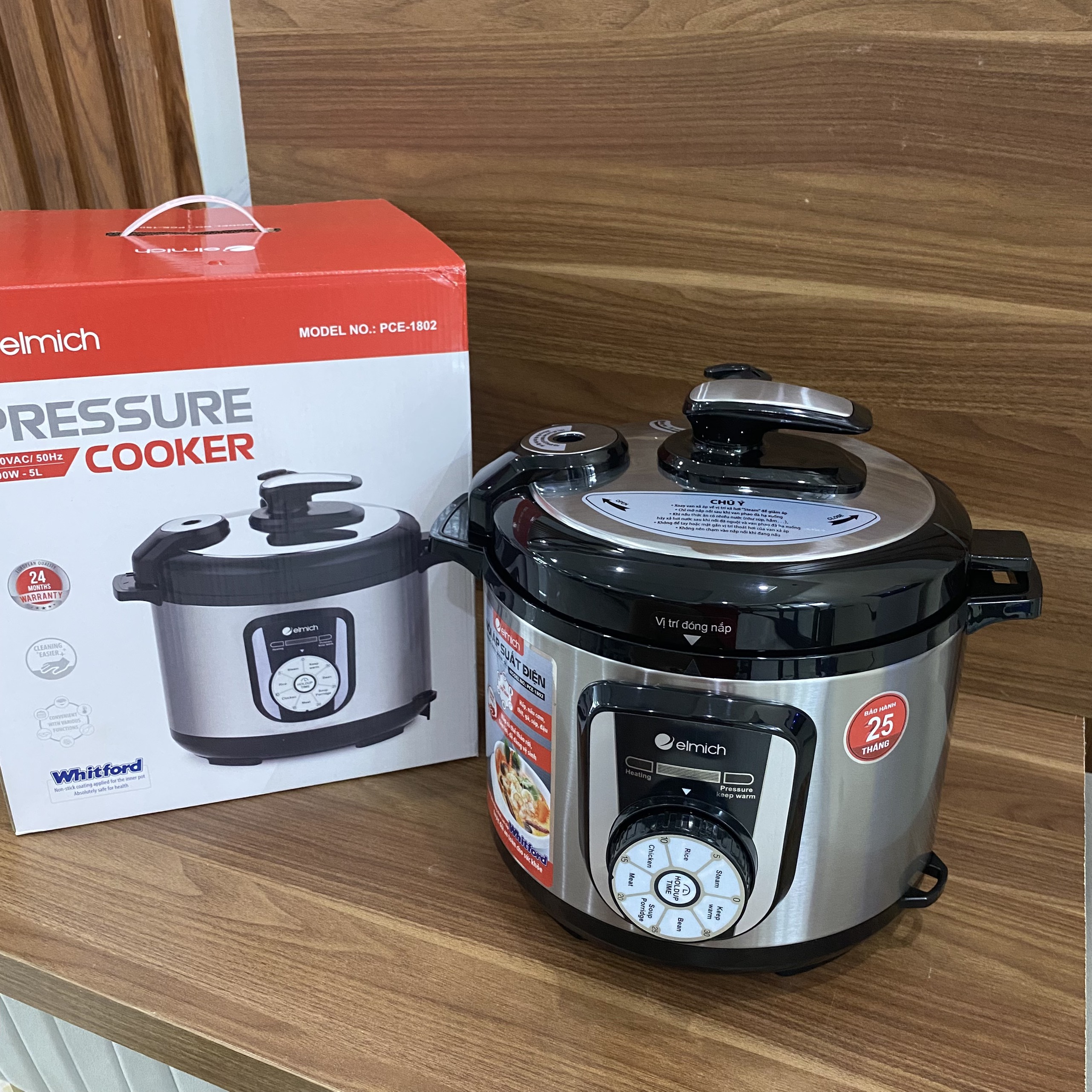 Nồi áp suất Elmich PCE-1802 (Dung tích 5L - Điện áp 220V - Công suất 900W - BH 24 tháng).