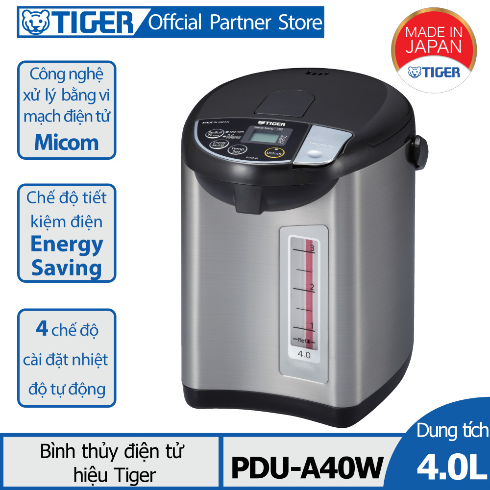 Bình thủy điện tử Tiger PDU-A40W (4.0L) - Hàng Chính Hãng