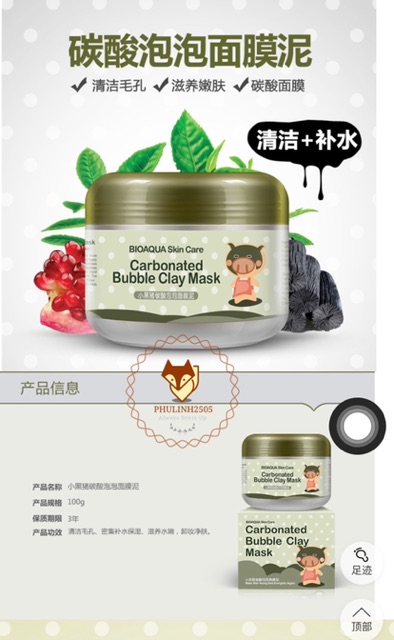 Mặt nạ đất sét sủi bọt/collagen BIOAQUA 100g