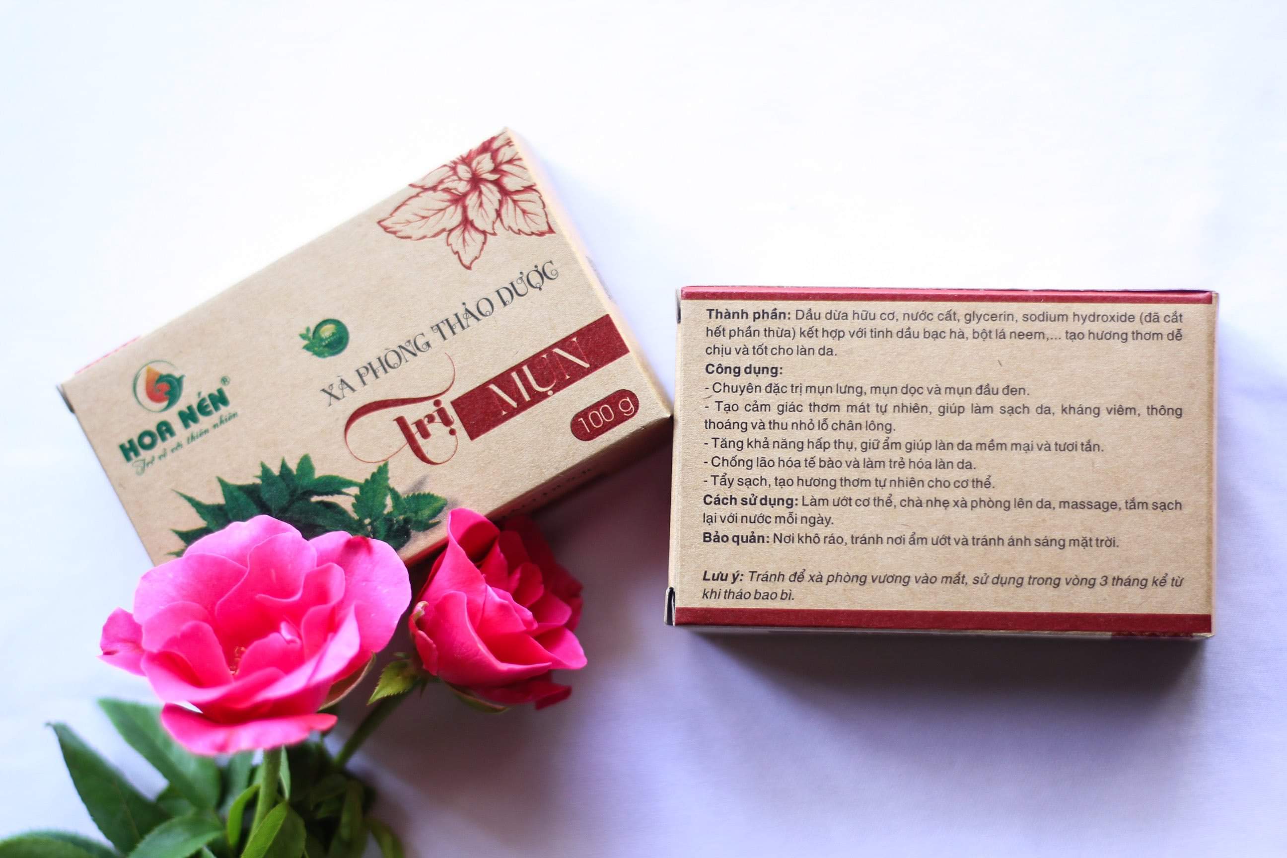 XÀ PHÒNG THẢO DƯỢC ĐÁNH BAY MỤN HOA NÉN 100G