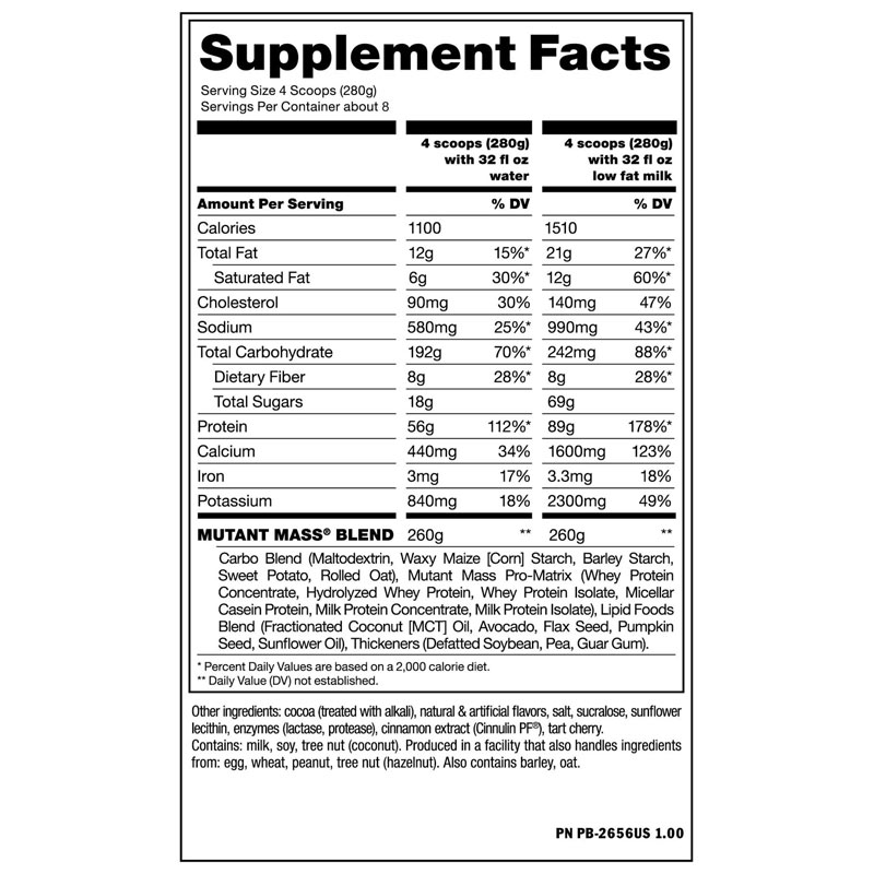 Sữa Tăng Cân Tăng Cơ Siêu Tốc Mutant Mass 900gr