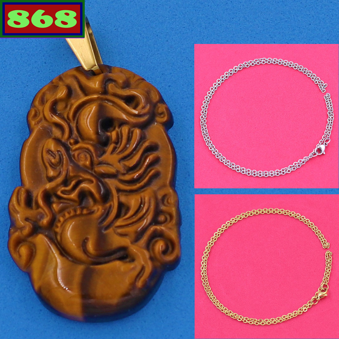 Pendant old Dragon Tiger Eye Stone MMHCG10, pendant feng shui, necklace, fashion necklaces, pendant Dragon