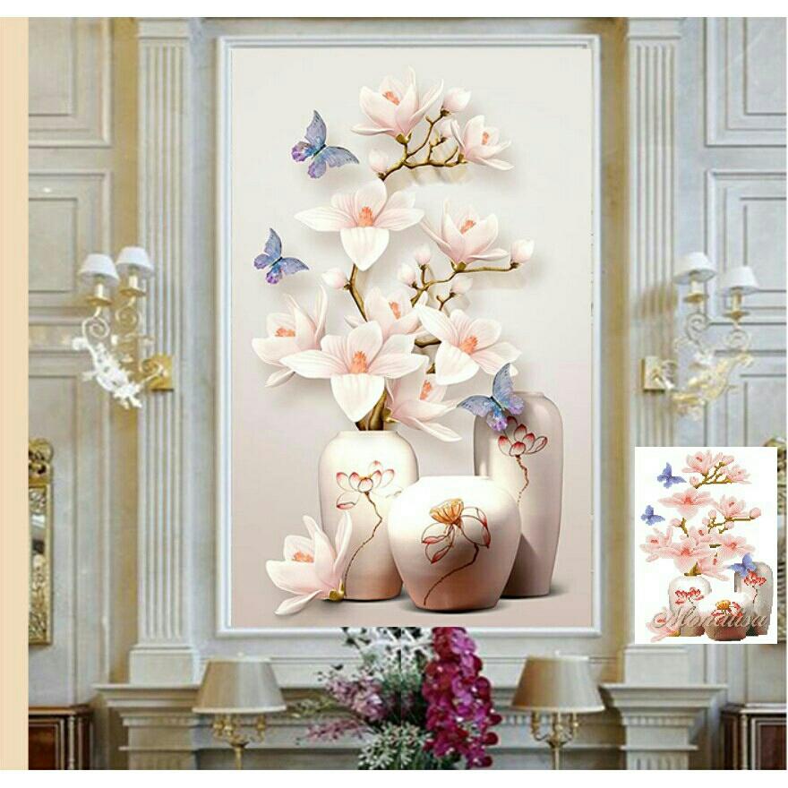 tranh đính đá BÌNH HOA kích thước :50×70cm