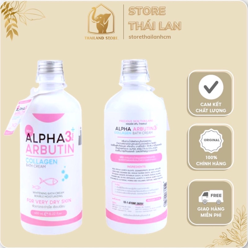 Sữa tắm trắng da alpha arbutin 3+ plus collagen bath cream 350ml