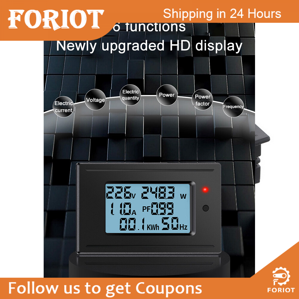 Foriot AC Digital Display Voltage Current Power and Electricity Watt-hour Meter