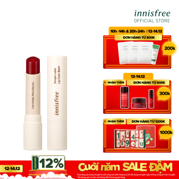 Son dưỡng môi có màu innisfree Simple Label Lip Color Balm 3.2g nhập khẩu