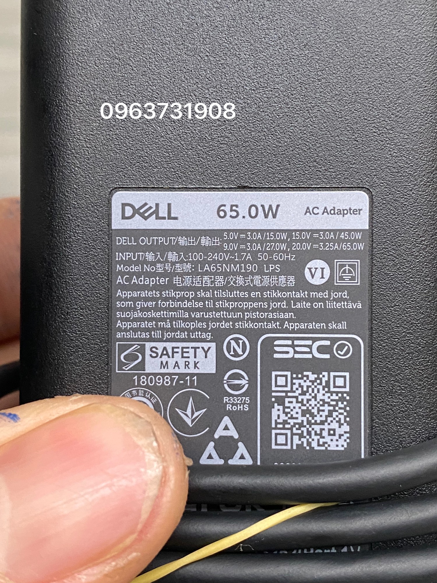 Dây sạc laptop dell latitude 7370 7390 7275 65w hàng tháo máy dell