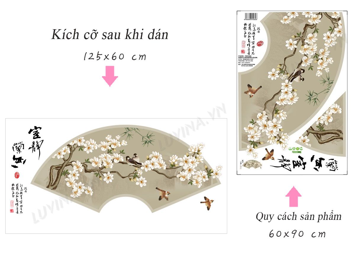 [HCM]DECAL DÁN TƯỜNG VÒM QUẠT HOA MAI TRẮNG