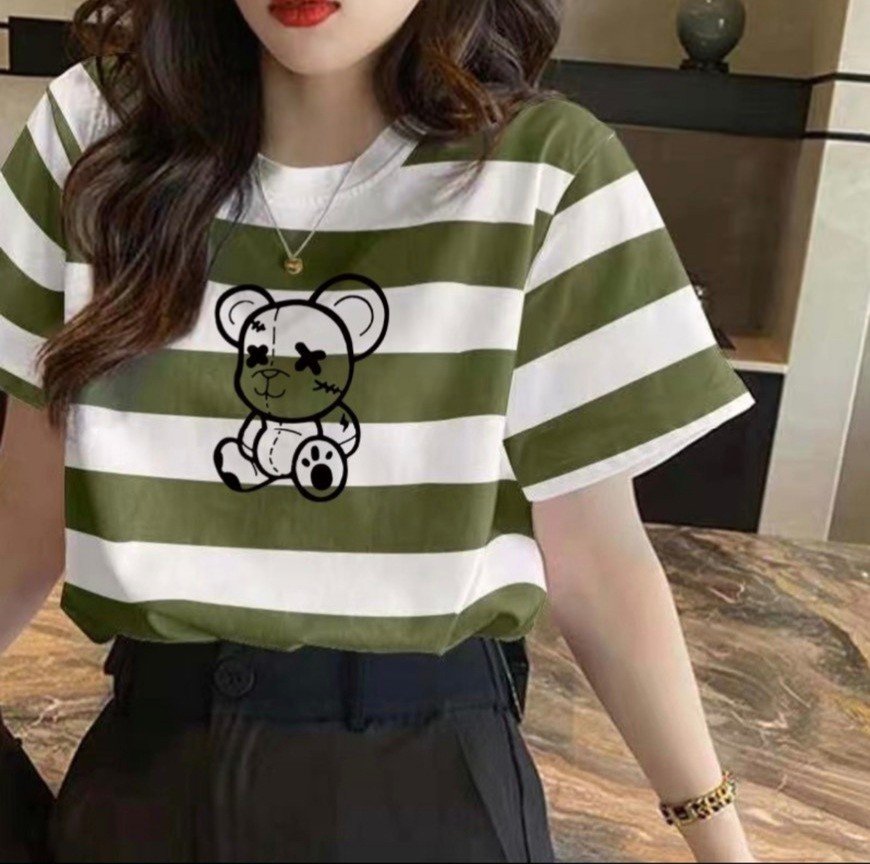 Áo phông kẻ sọc in Gấu siêu Kute