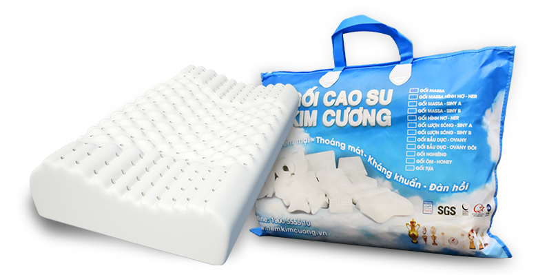 Gối cao su thiên nhiên massage A Kim Cương 40x60x12x10cm.