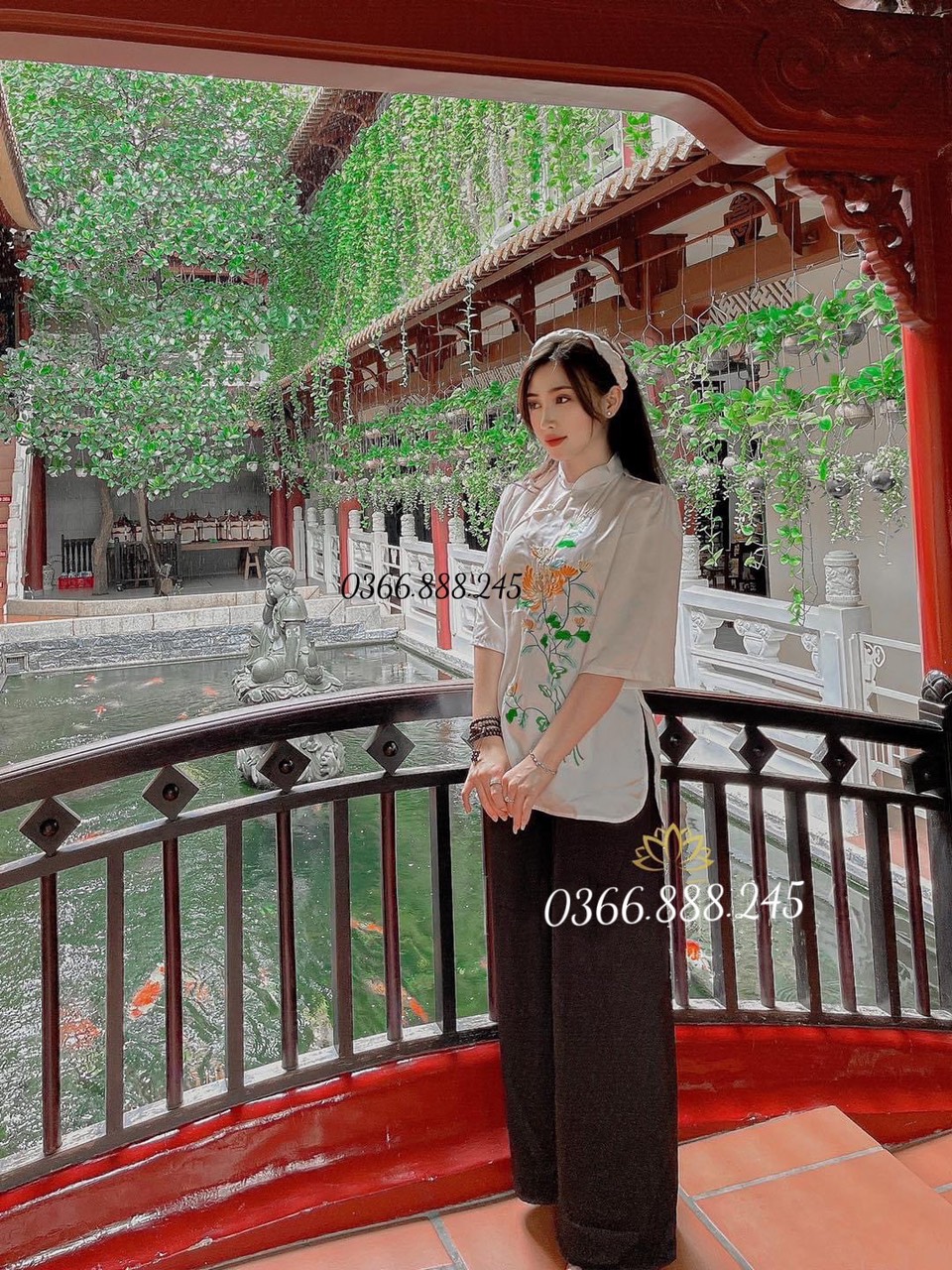Mẫu Thêu Bông Cúc Nguyên Set Lụa thêu hoa L14
