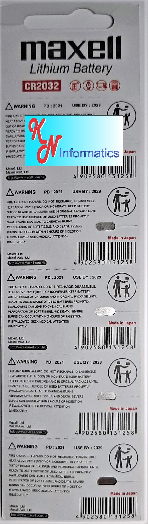 5 vỉ Pin CR2032 Maxell - (1 vỉ có 5 viên) - Hàng chính hãng - Made in Japan.