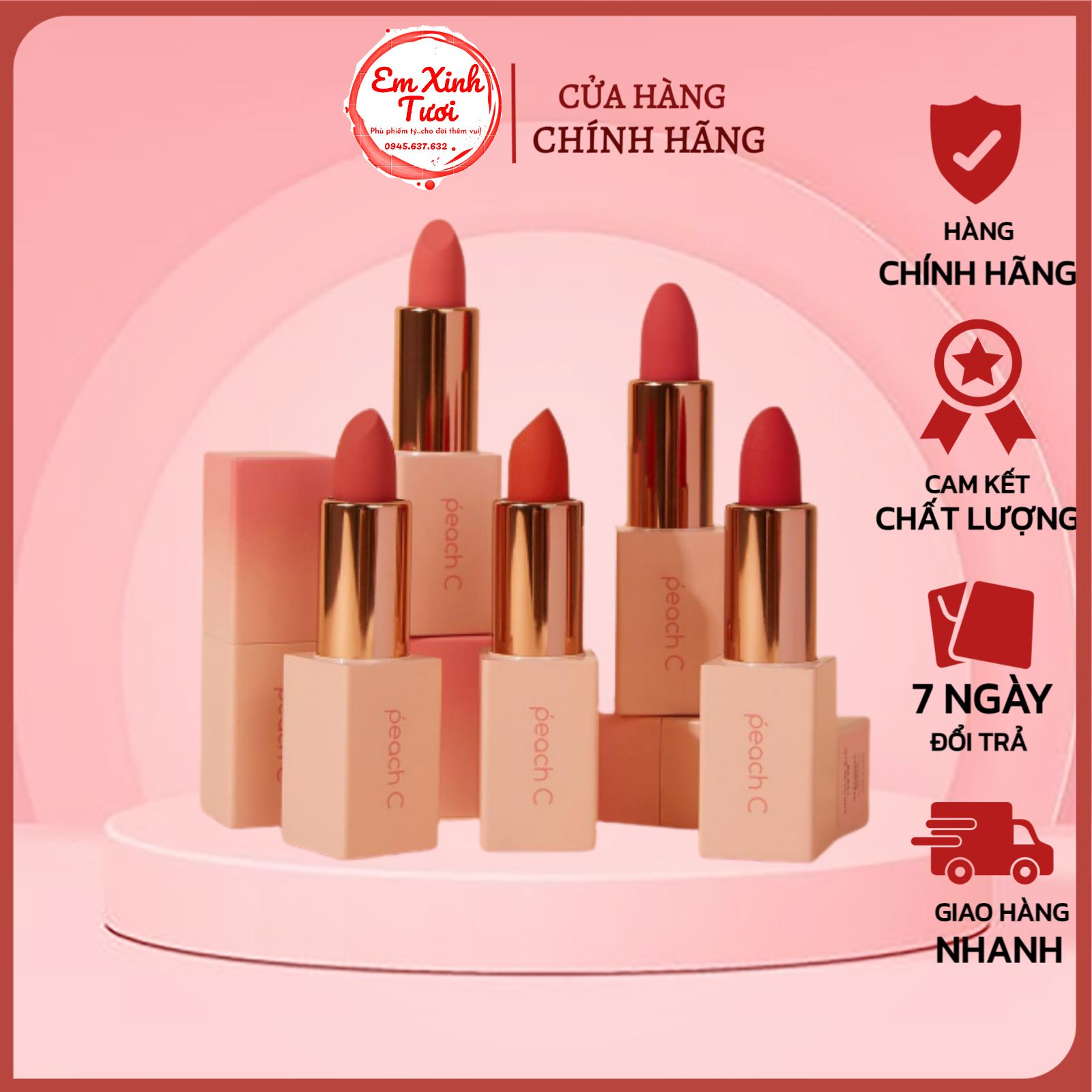 Son Thỏi Peach C Easy Matte Siêu Mịn Căng Mọng Lên Màu Chuẩn