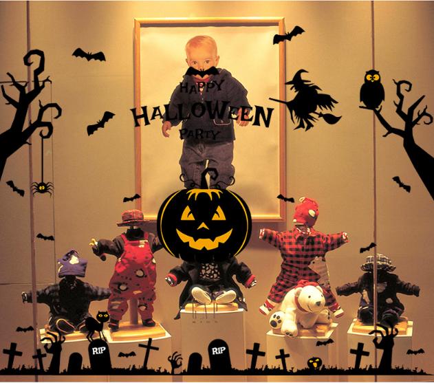 Decal trang trí tường - Halloween Bí Đỏ Kinh Dị