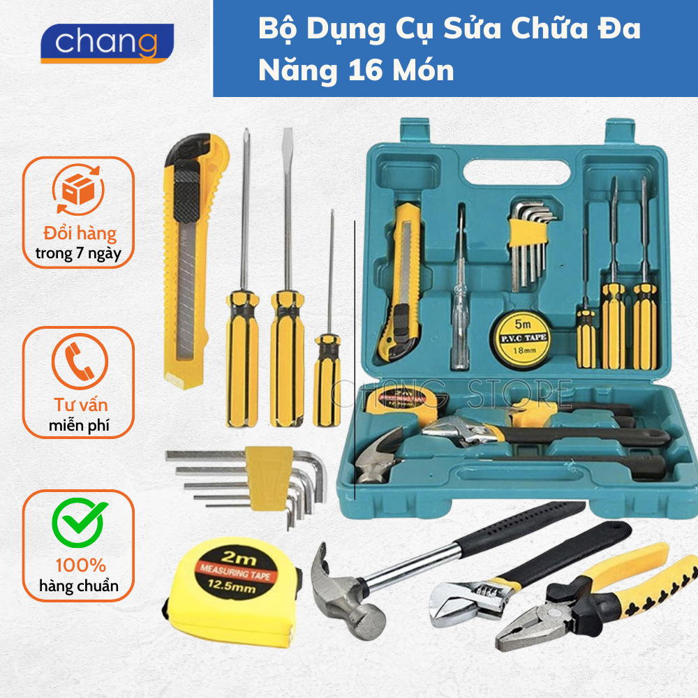 Bộ Dụng Cụ Sửa Chữa Đa Năng 16 Món Làm Từ Hợp Kim Siêu Cứng, Tặng Kèm Hộp Đựng Tiện Ích BH12T