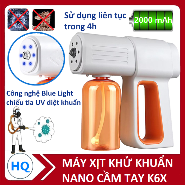 Máy xịt khử khuẩn Nano K6X, Máy phun khử khuẩn cầm tay, Máy diệt khuẩn chính hãng với công nghệ Blue Light chiếu tia UV diệt khuẩn, phun sương cực mịn khử khuẩn đến 99%