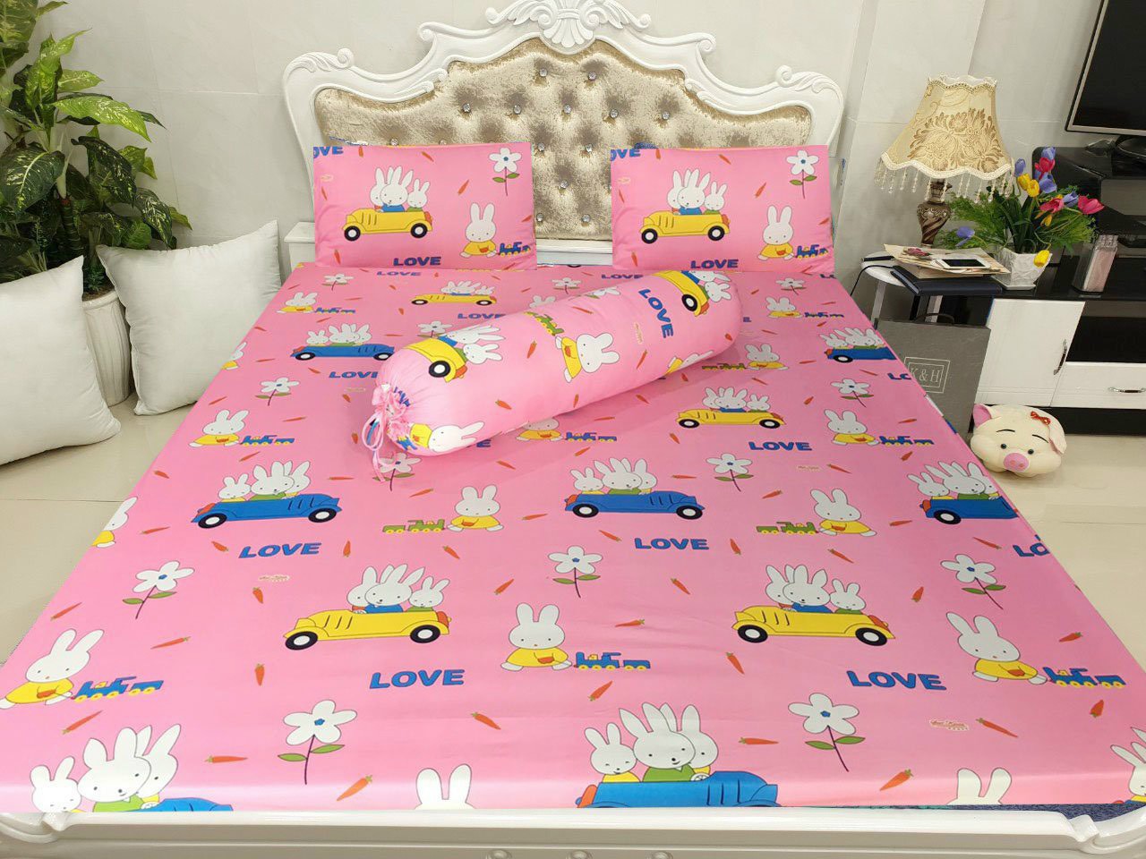 GA THUN HÀN QUỐC 4 MÓN(GA + 1 VỎ GỐI ÔM + 2 VỎ GỐI NẰM)