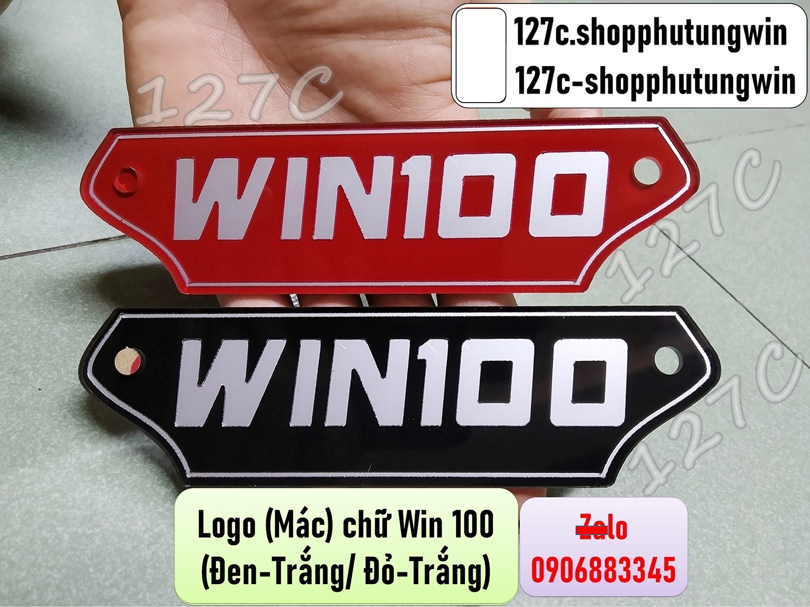 [HCM] Logo (Mác) chữ Win 100 (Đen-Trắng/ Đỏ-Trắng)
