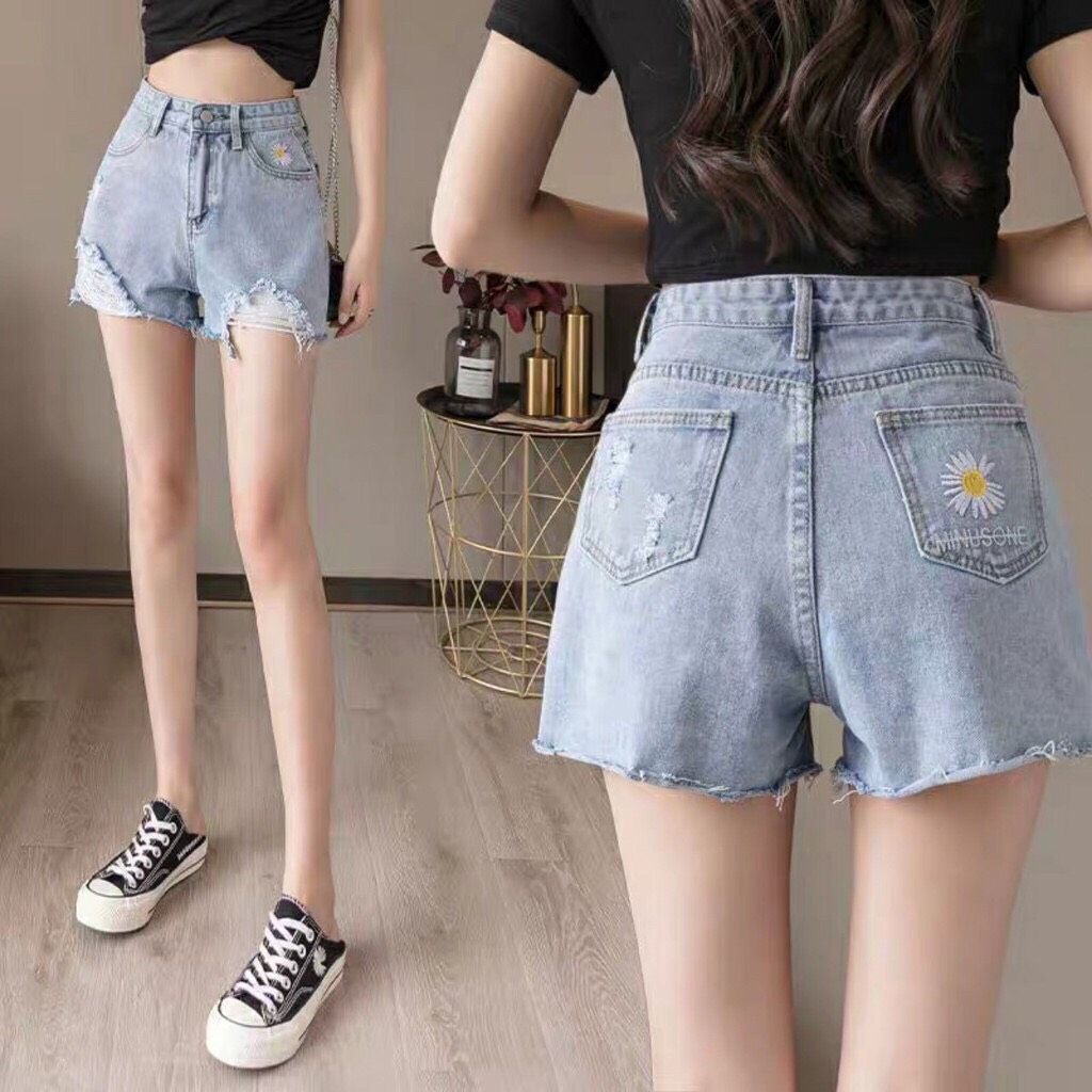 [HCM]Quần short jean nữ mẫu mới siêu HOT thêu hoa cá tính năng động thời trang Binstore94 A340