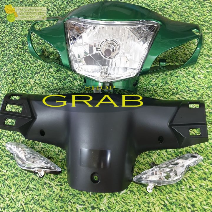 Bộ 4 món ốp đầu và đèn pha phanh CƠ xe Wave RS / Wave alpha 100 / Wave S100 đời từ 2006 đến 2016