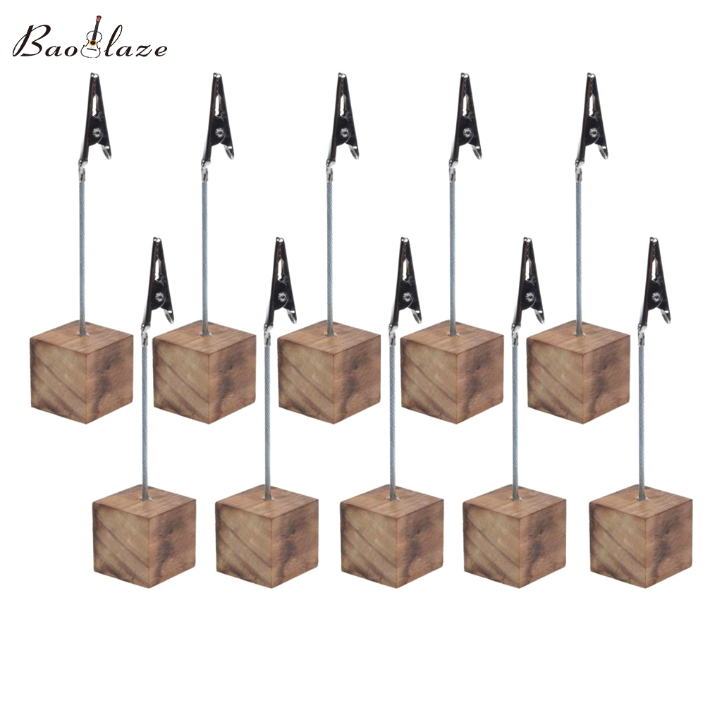 Baoblaze 10pcs Cube alligator Clip memo picture note card desk paper photo clip holder table stand place office Decor