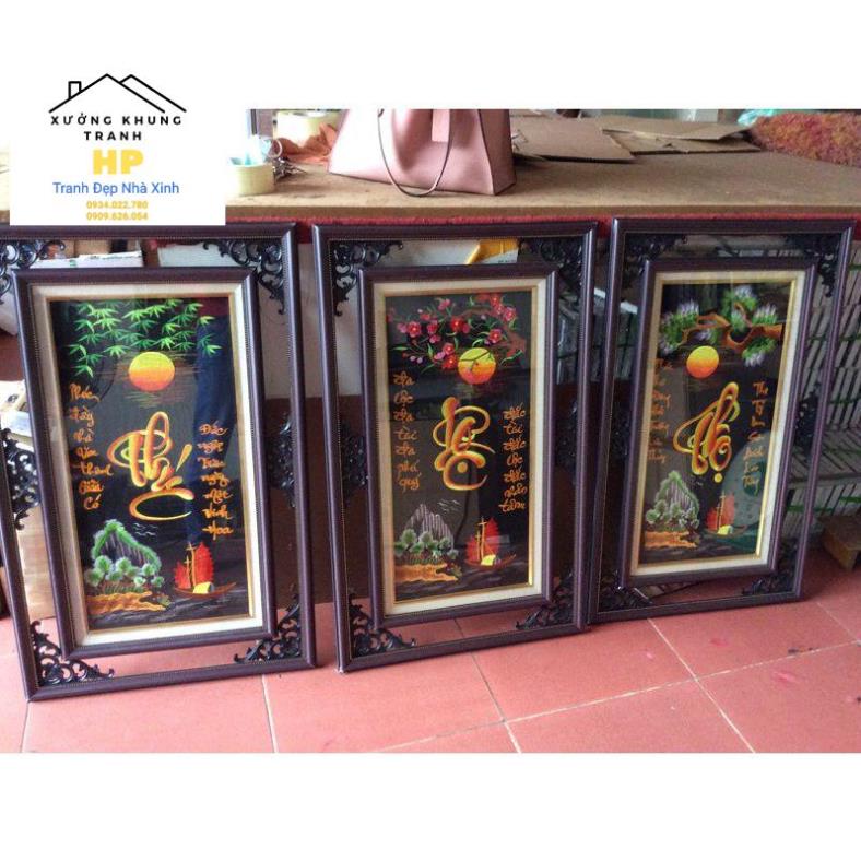 [HP][BD] Tranh thêu chỉ lụa Phúc Lộc Thọ ( tranh thêu sẵn chưa khung )