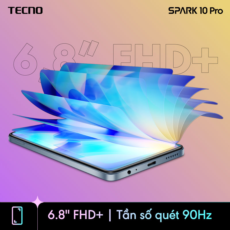 Điện thoại Tecno SPARK 10 Pro 8GB/128GB - Helio G88 | 5000 mAh | Sạc nhanh 18W | Cảm ứng vân tay