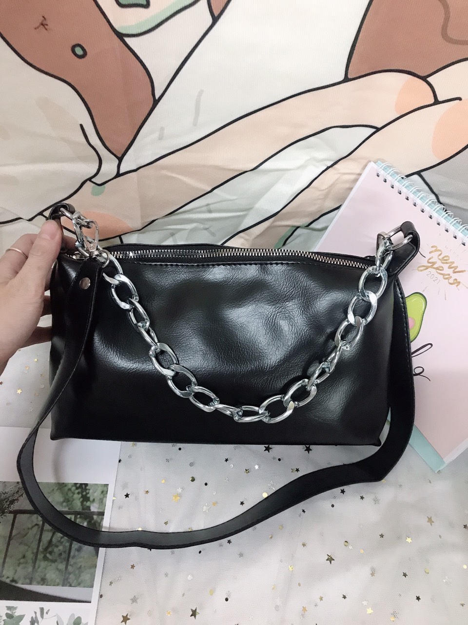 Túi kẹp nách dây xích da PU S058